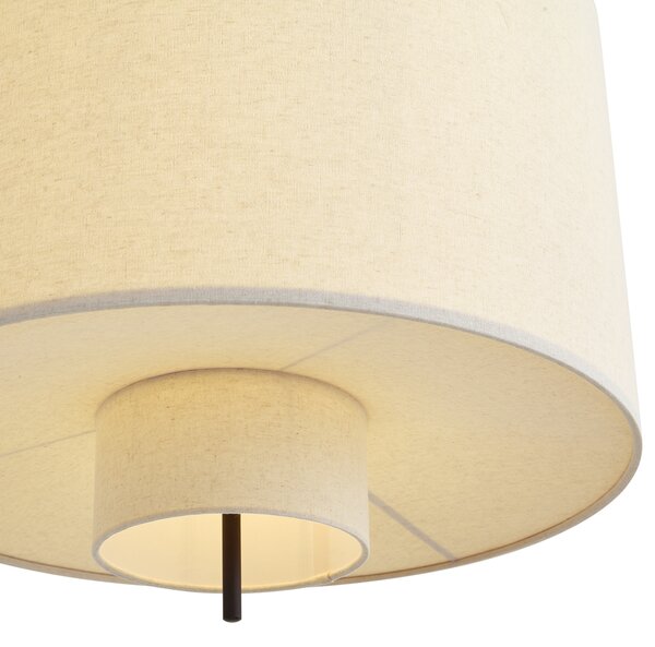 Lampada a sospensione Japandi Nera con paralume in lino bianco 50 cm - Rieu