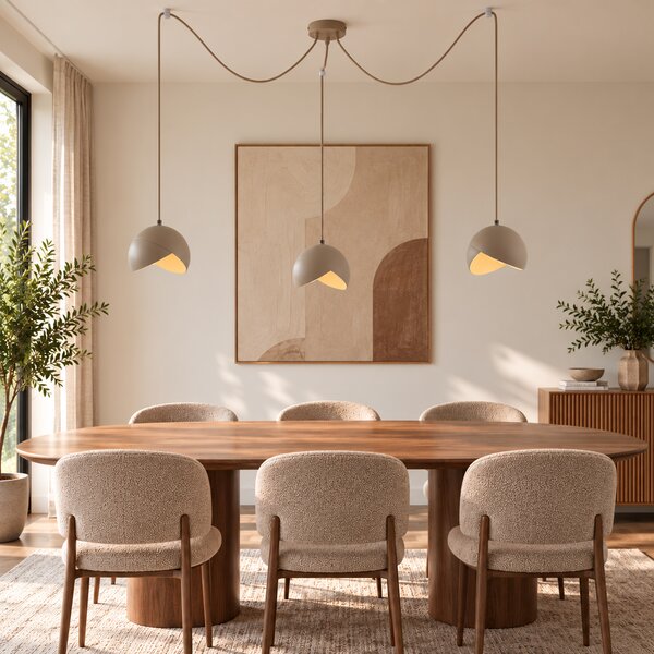 Lampada a sospensione di design beige con vetro opalino a 3 luci - Tulip