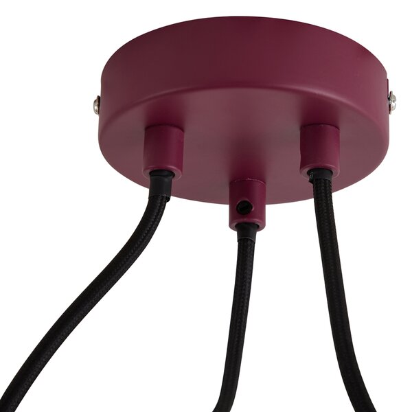 Lampada a sospensione di design rossa con vetro opale 3 luci - Tulip