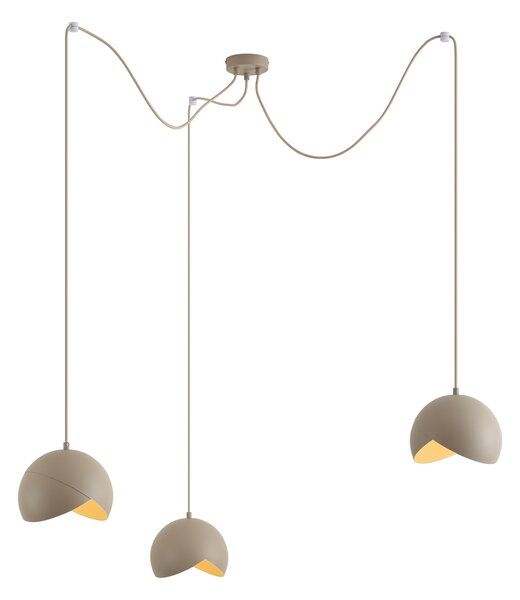 Lampada a sospensione di design beige con vetro opalino a 3 luci - Tulip