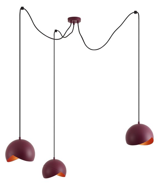 Lampada a sospensione di design rossa con vetro opale 3 luci - Tulip