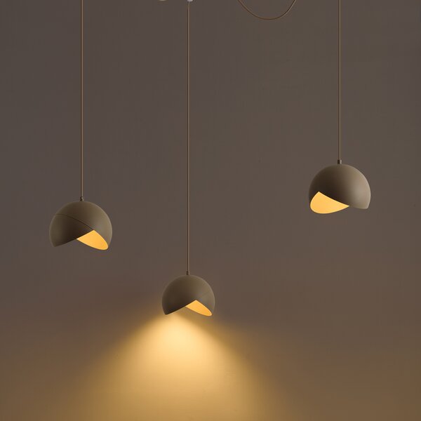 Lampada a sospensione di design beige con vetro opalino a 3 luci - Tulip