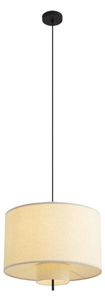 Lampada a sospensione Japandi Nera con paralume in lino bianco 50 cm - Rieu