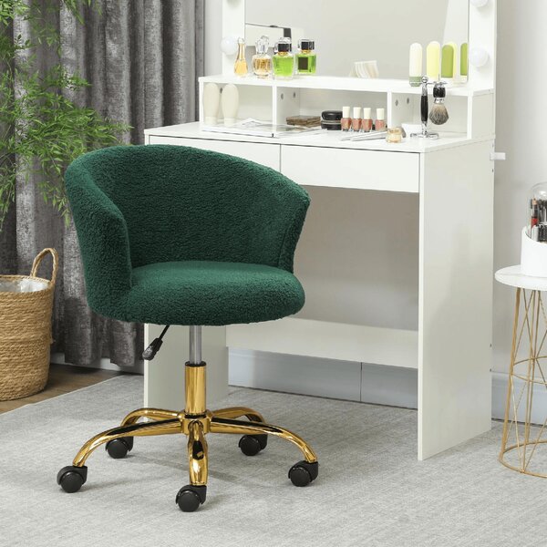 Icon Space Sedia da Ufficio con Ruote in Velluto Teddy colore Verde Scuro