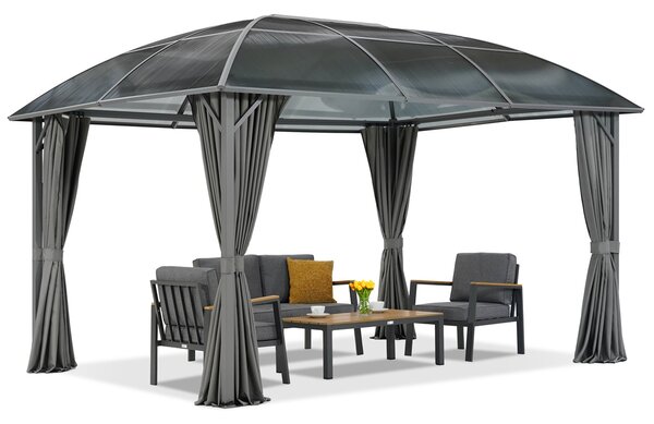 Gazebo dominicano 3x4 in metallo con tende Garden Point antracite