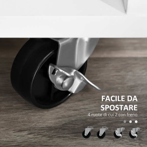 HOMCOM Mobiletto Multiuso minimalista per stampante, Ufficio e Casa con Cassetti di chiave e 4 ruote, 100x35x65cm, Nero e Bianco | Aosom Italy