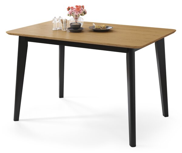 ROXY Rovere Naturale/telaio nero - TAVOLO RETTANGOLARE 120x80 cm IN LEGNO PER CUCINA / SALA DA PRANZO RETRÒ
