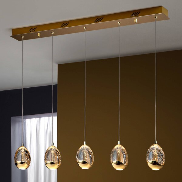 Schuller Valencia Lampada a sospensione in vetro Rocio, dimmerabile, Crema / Ambra, Soggiorno / Sala da pranzo, Vetro, Lampada a sospensione