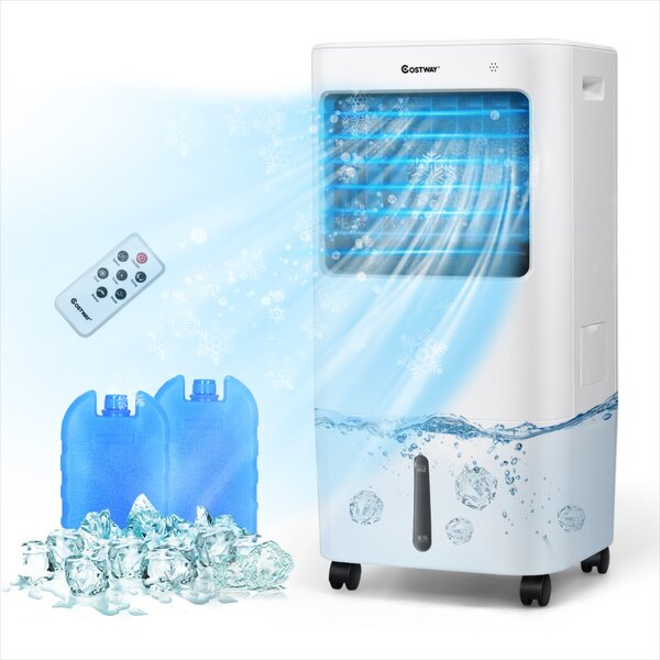Costway Raffreddatore d’aria 3 in 1 con umidificatore 3 modalità 4 velocità del vento, Ventilatore portatile Bianco