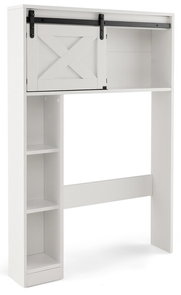Costway Organizzatore da bagno indipendente con porta scorrevole ripiani di stoccaggio, Armadietto della toilette Bianco