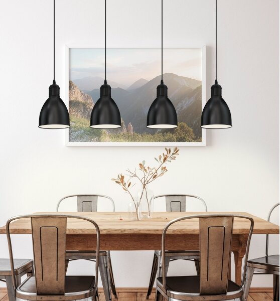 Eglo 55244 - Lampadario a sospensione con cavo PRIDDY 4xE27/60W/230V nero