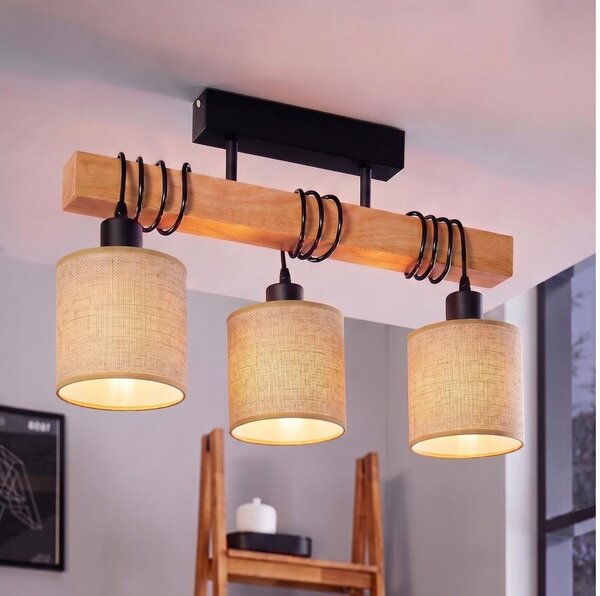 BRILAGI - Lampadario da soffitto a montaggio superficiale NUBILA 3xE27/60W/230V pino/marrone chiaro
