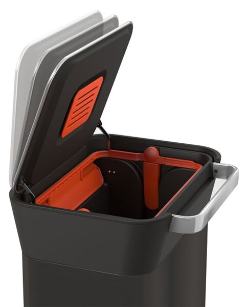 Pattumiera nera in acciaio 30 l Titan - Joseph Joseph