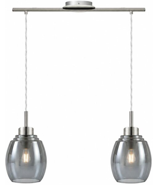 BRILAGI - LED Lampadario a sospensione con cavo RETRO GLASS 2xE27/60W/230V cromo opaco/grigio fumé