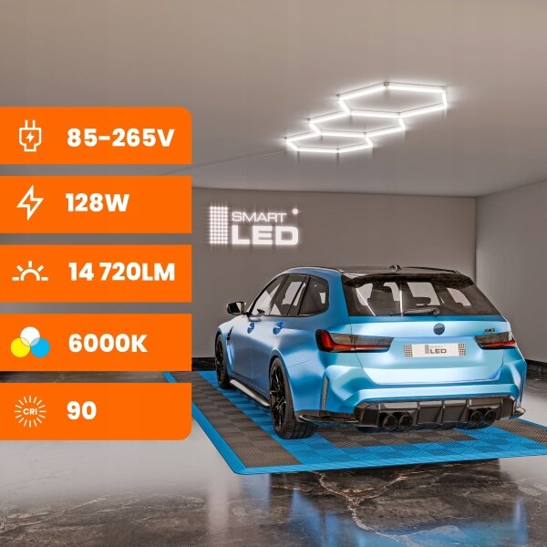 Plafoniera LED HEXAGON LED/128W/85-265V 6000K 248x97 cm CRI 90 IP54 bianca
