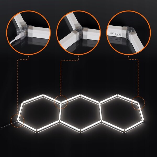 Plafoniera LED HEXAGON LED/128W/85-265V 6000K 248x97 cm CRI 90 IP54 bianca