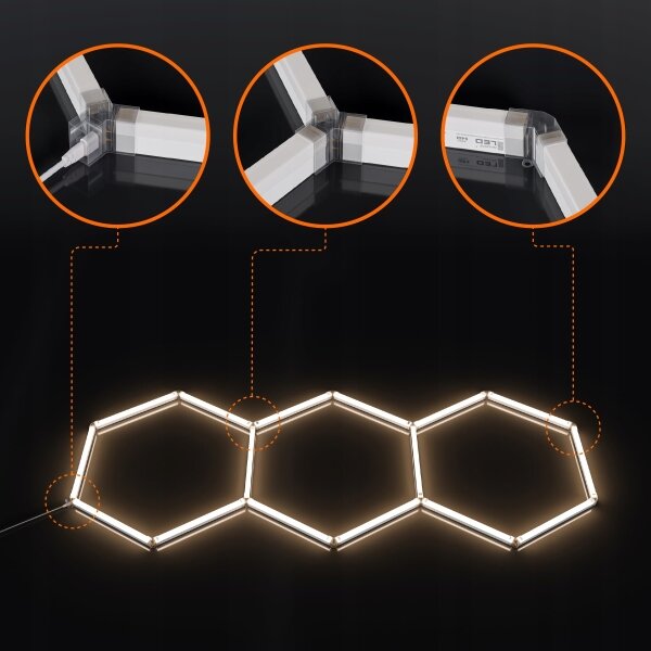 Plafoniera LED HEXAGON LED/128W/85-265V 4000K 248x97 cm CRI 90 IP54 bianco