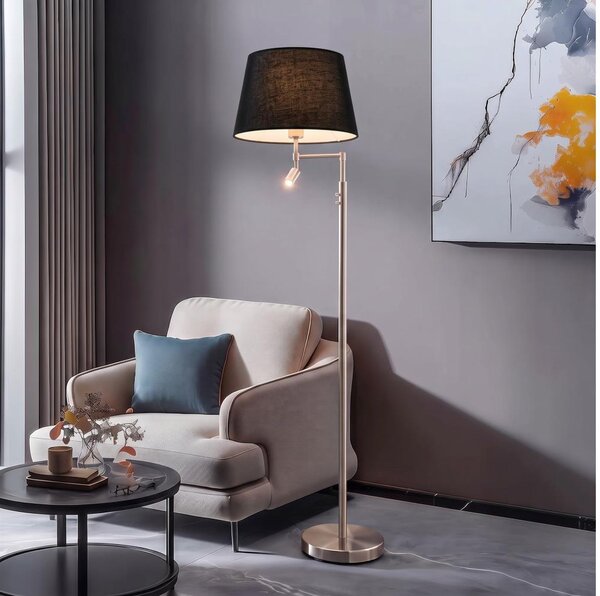 BRILAGI - Lampada da terra LED CERIA 1xE27/60W/230V + LED/2,1W cromo opaco/nero
