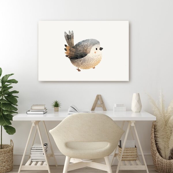 Quadro su tela – Uccellino carino su bianco