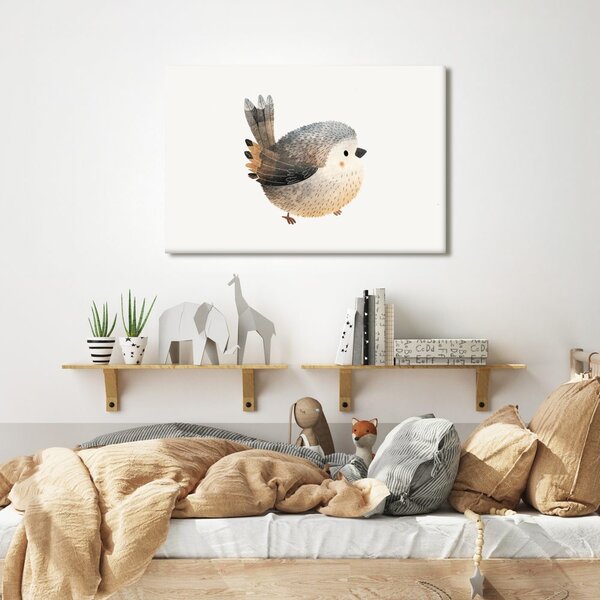 Quadro su tela – Uccellino carino su bianco