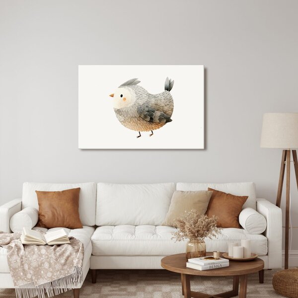 Quadro su tela – Uccellino carino in colori pastello