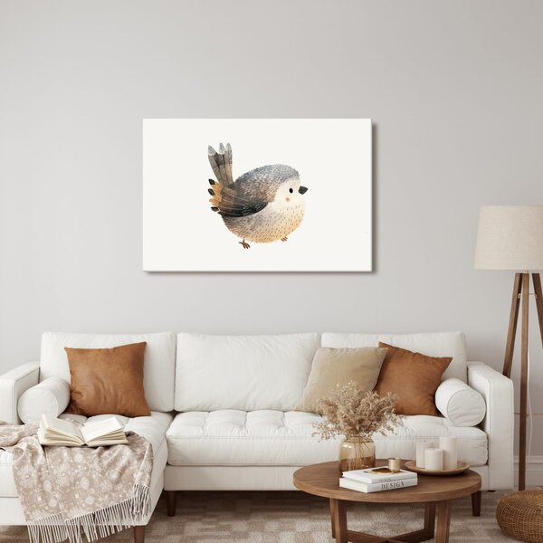 Quadro su tela – Uccellino carino su bianco