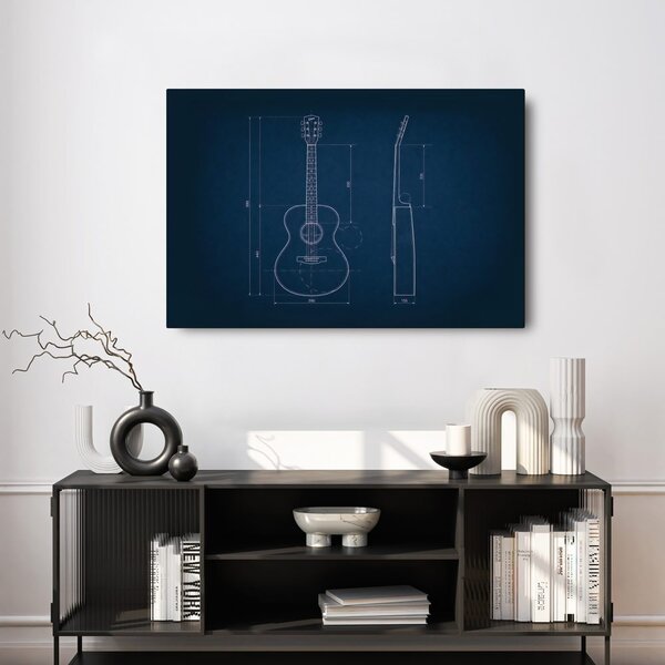 Quadro su tela – Disegno tecnico chitarra acustica