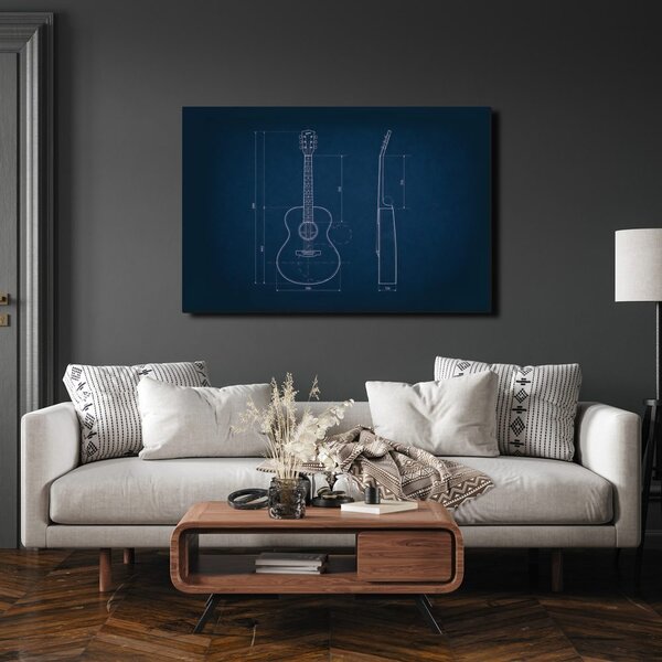 Quadro su tela – Disegno tecnico chitarra acustica