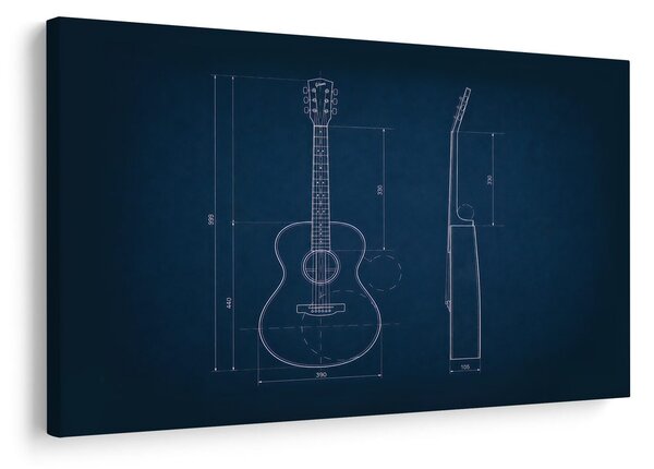 Quadro su tela – Disegno tecnico chitarra acustica