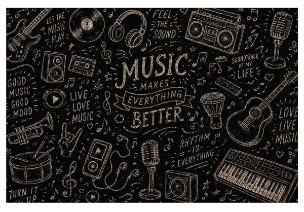 Quadro su tela – La musica migliora tutto