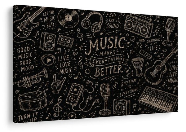 Quadro su tela – La musica migliora tutto