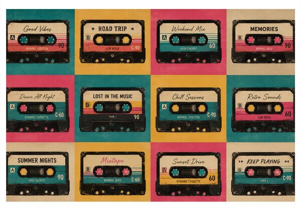 Quadro su tela – Cassette retrò per musicisti