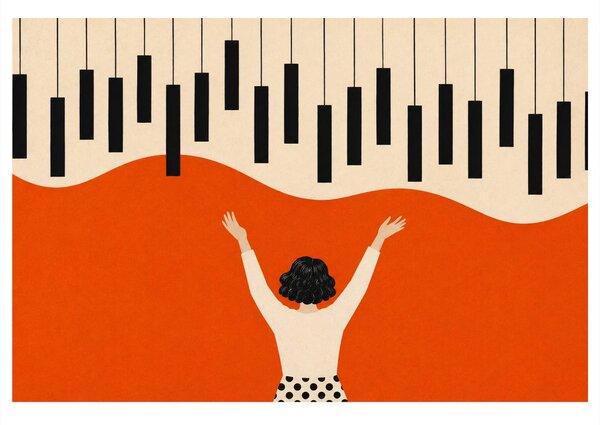 Quadro su tela – Donna sotto il pianoforte