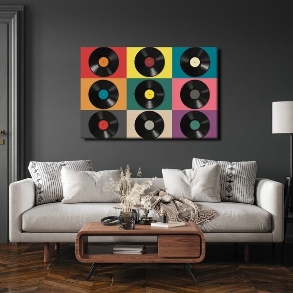 Quadro su tela – Dischi in vinile retrò