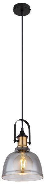 Globo Lighting lampada a sospensione in metallo nero, ottone, vetro, cavo PVC nero, ø: 200mm, H: 1200mm, escl. 1x E27 60W 230V