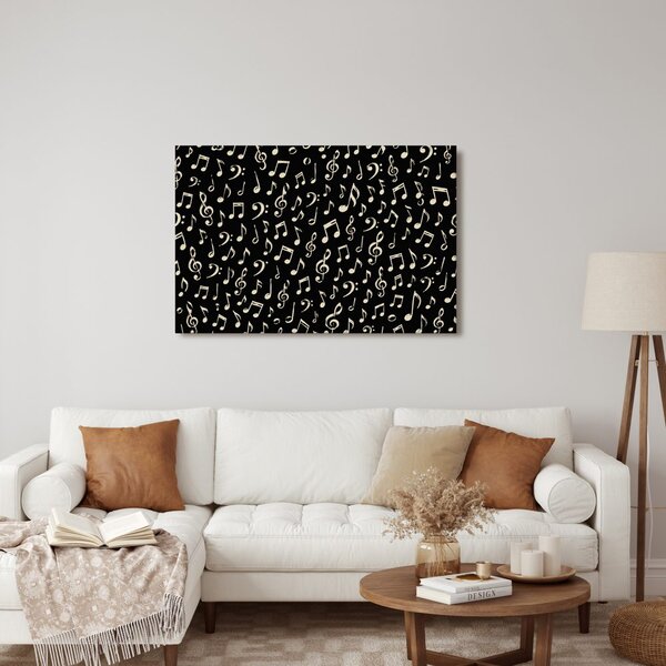 Quadro su tela – Note musicali su sfondo nero