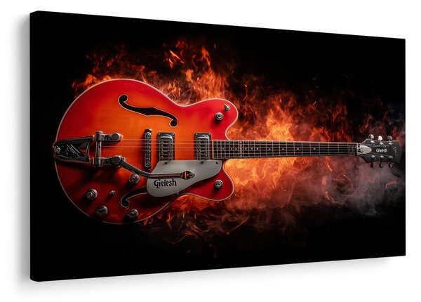 Quadro su tela – Chitarra elettrica in fiamme