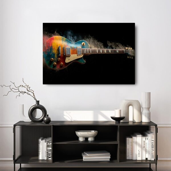 Quadro su tela – Chitarra nel fumo colorato