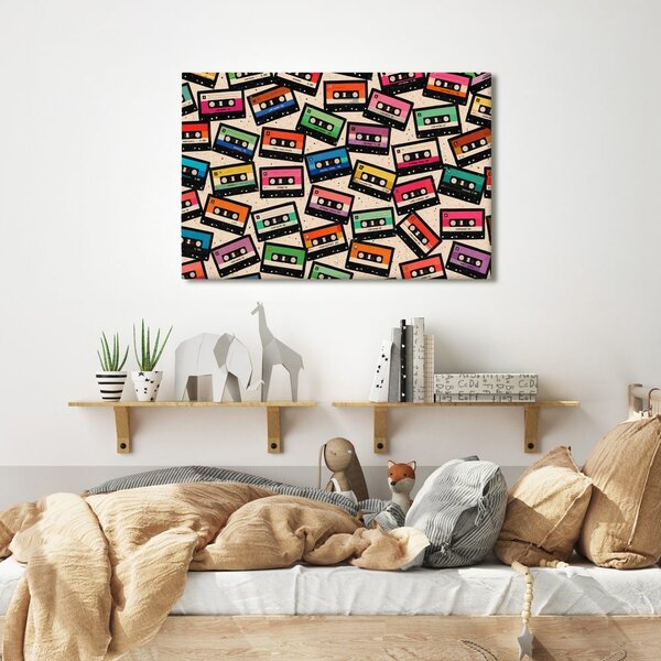 Quadro su tela – Cassette retrò dai colori vivaci