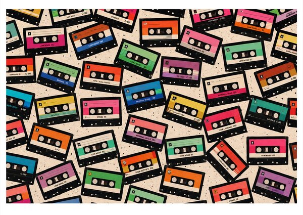 Quadro su tela – Cassette retrò dai colori vivaci