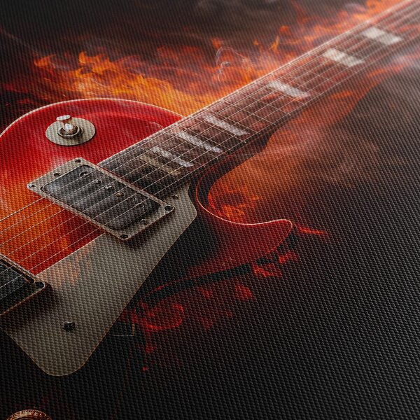 Quadro su tela – Chitarra elettrica in fiamme