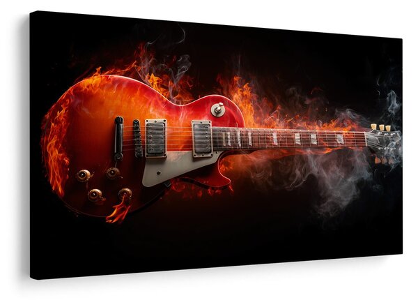 Quadro su tela – Chitarra elettrica in fiamme