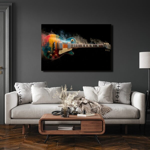 Quadro su tela – Chitarra nel fumo colorato