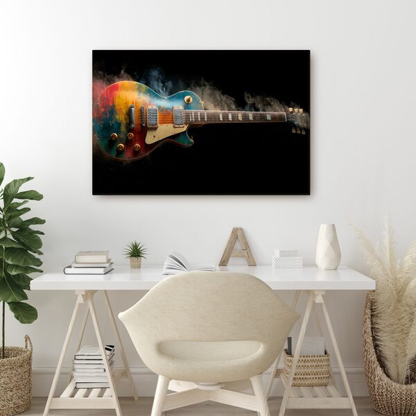 Quadro su tela – Chitarra nel fumo colorato