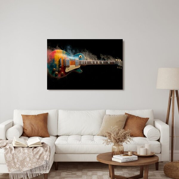 Quadro su tela – Chitarra nel fumo colorato