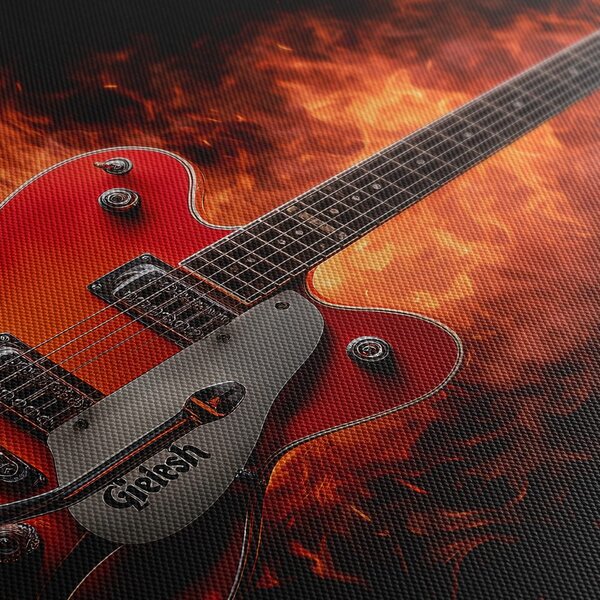 Quadro su tela – Chitarra elettrica in fiamme