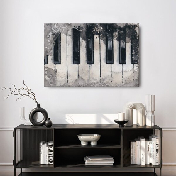 Quadro su tela – Tasti del pianoforte nella nebbia