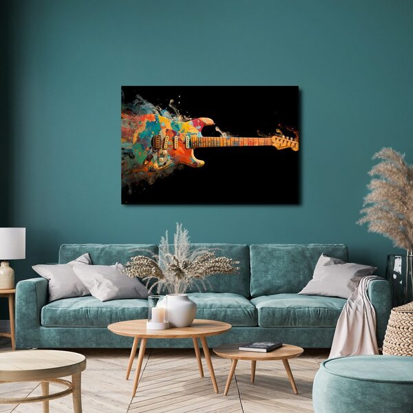 Quadro su tela – Chitarra nel vortice di colori