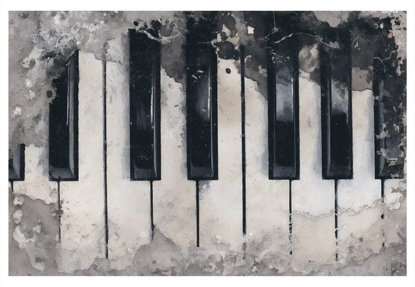 Quadro su tela – Tasti del pianoforte nella nebbia