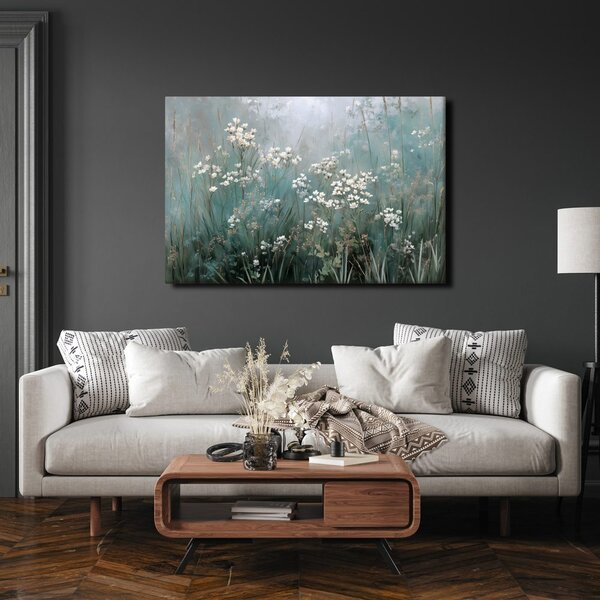 Quadro su tela – Delicati fiori nella nebbia